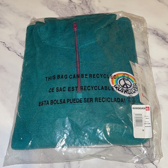 🔥Quiksilver Polar half zip fleece in teal NWT - Picture 6 of 7